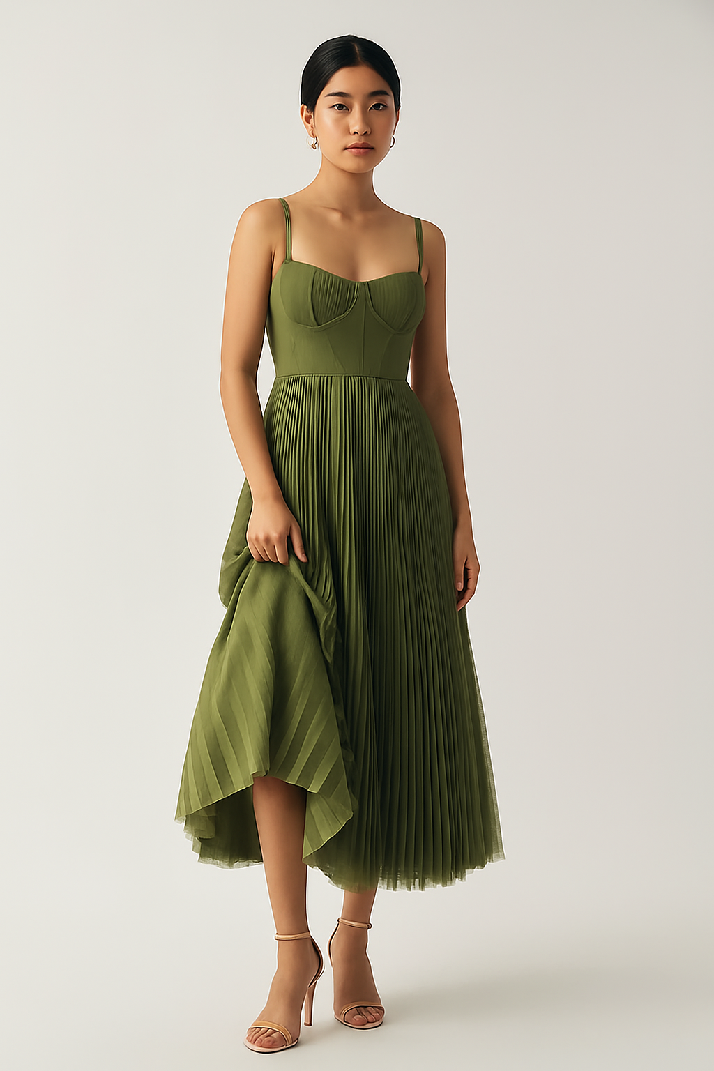 Isabelle | Pleated Tulle Midi Dress