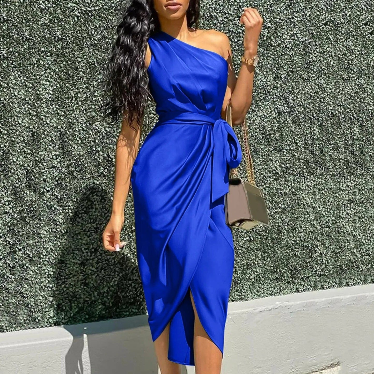 Eve | Silk Asymmetrical Maxi Dress with Ruffles