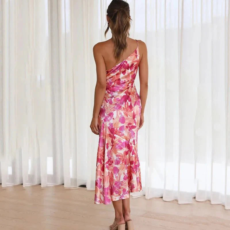 Flora™ | Asymmetrical Floral Midi Dress