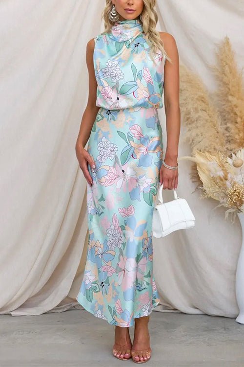 Georgia | Printed Maxi Satin Dress