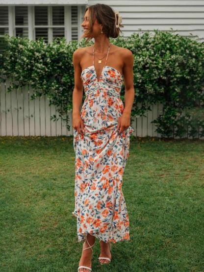 Louise™ | Floral Halter Maxi Summer Dress