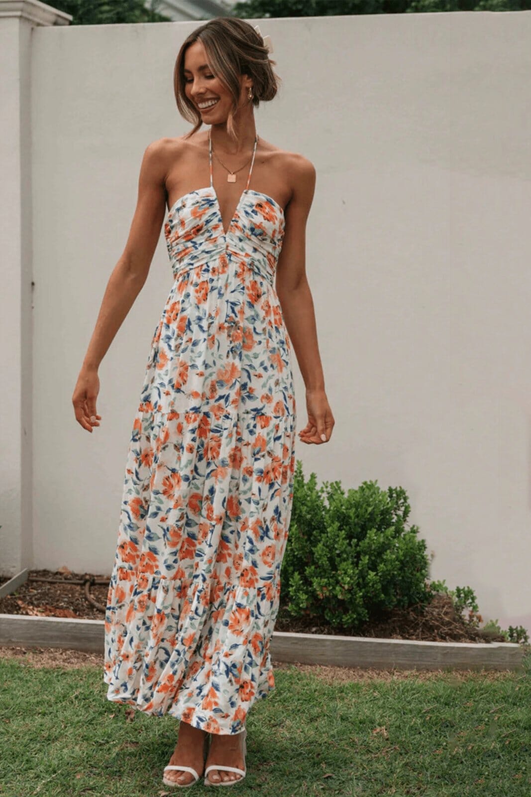 Louise™ | Floral Halter Maxi Summer Dress