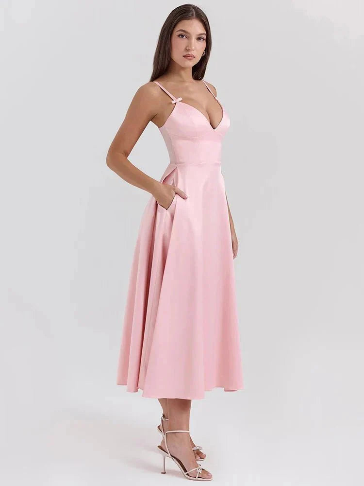 Tiffany™ | Luxe Satin Dress with Spaghetti Straps