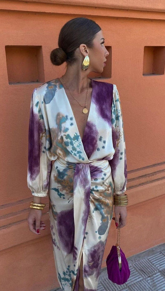 Emma™ | Elegant Silk Dress with V-Neck