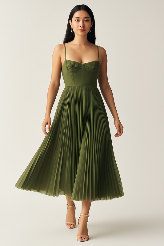 Isabelle | Pleated Tulle Midi Dress