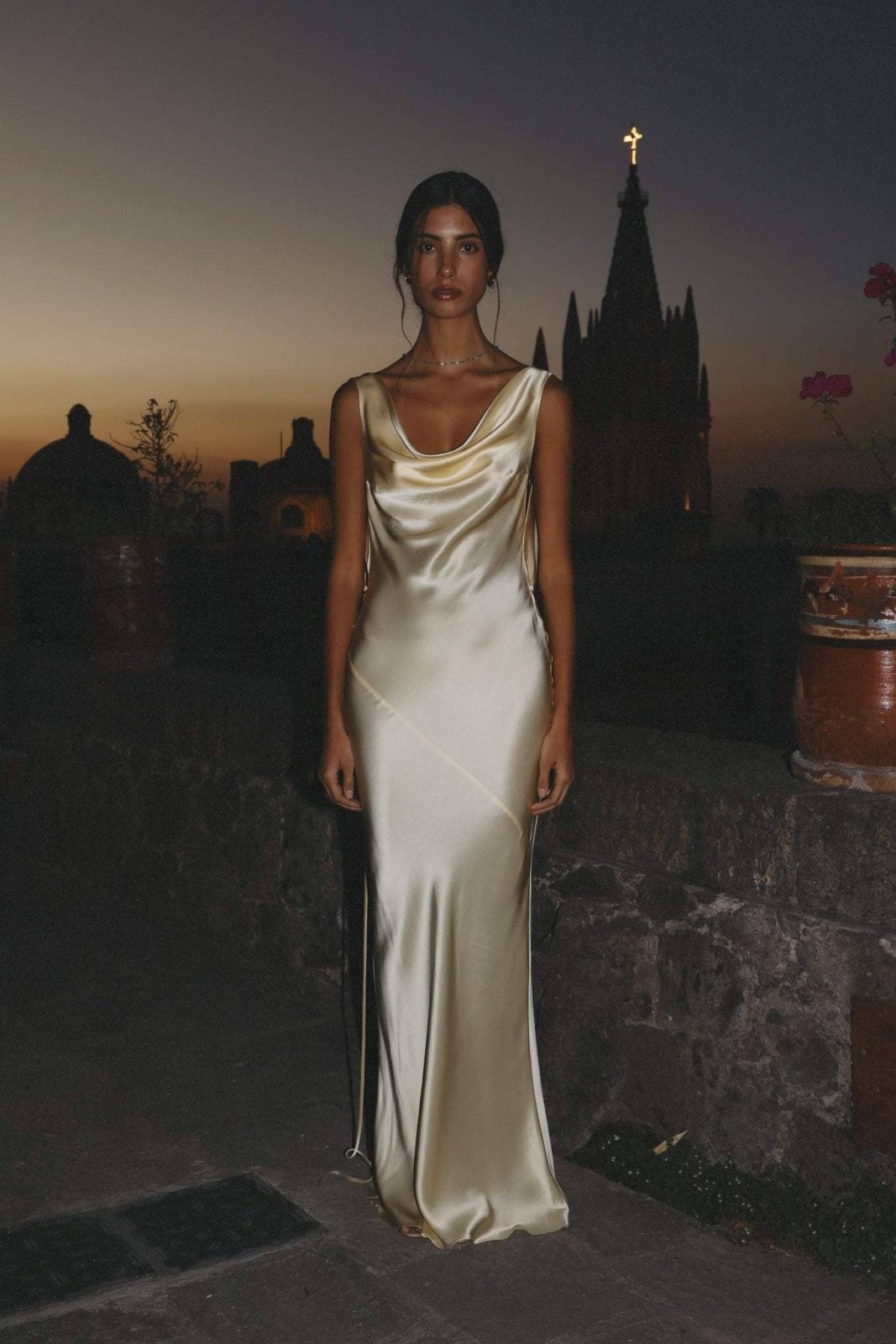 Charlotte™ | Elegant Silk Maxi Dress with Open Back