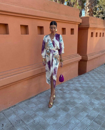 Emma™ | Elegant Silk Dress with V-Neck