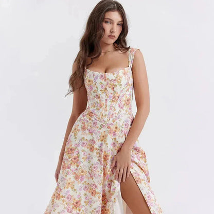 Freya™ | Floral Corset Midi Dress