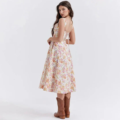 Freya™ | Floral Corset Midi Dress