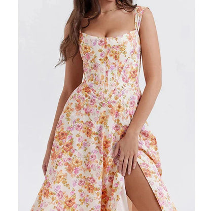 Freya™ | Floral Corset Midi Dress