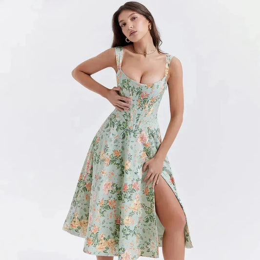Freya™ | Floral Corset Midi Dress