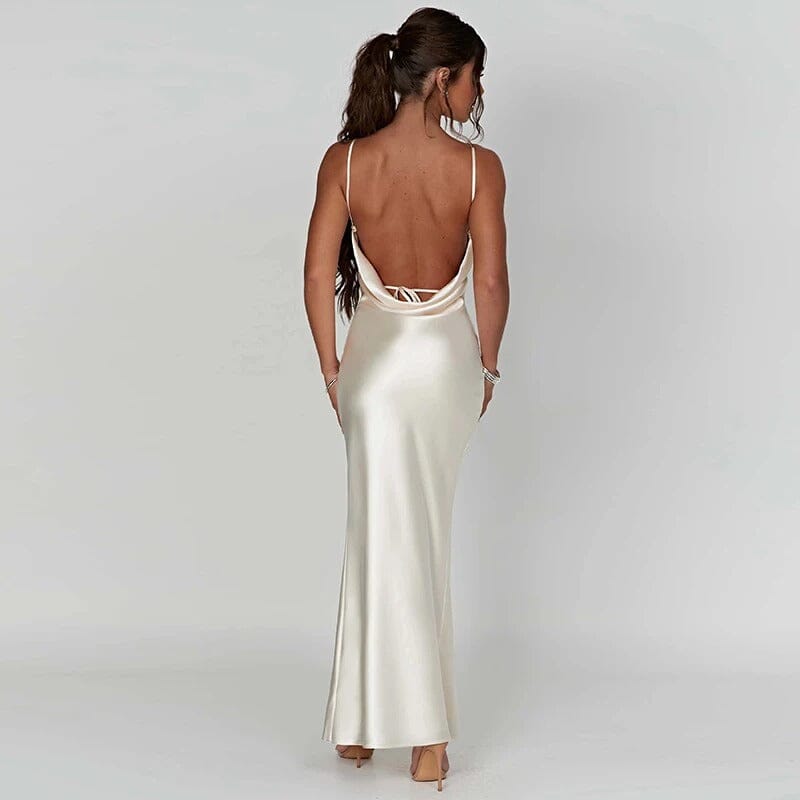 Lily™ | Satin Maxi Dress with Spaghetti Straps