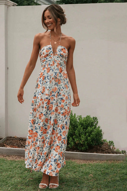 Louise™ | Floral Halter Maxi Summer Dress