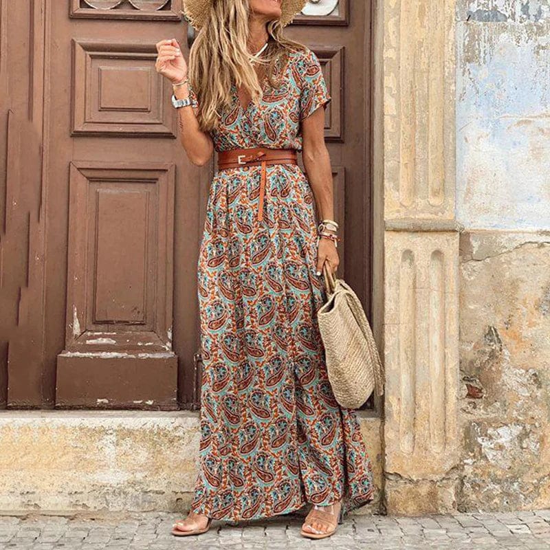 Marcelina™ - Maxi Ibiza Sukienka - W zestawie z paskiem