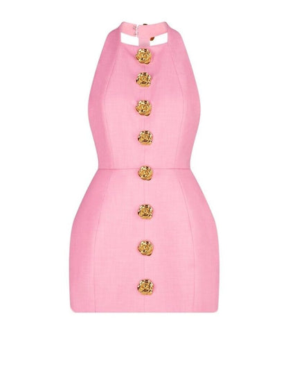 Rebecca | Pink Mini Dress with Open Back