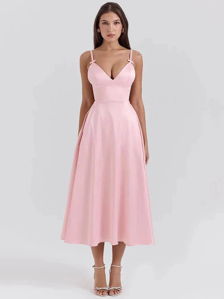 Tiffany™ | Luxe Satin Dress with Spaghetti Straps