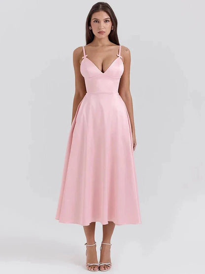 Tiffany™ | Luxe Satin Dress with Spaghetti Straps