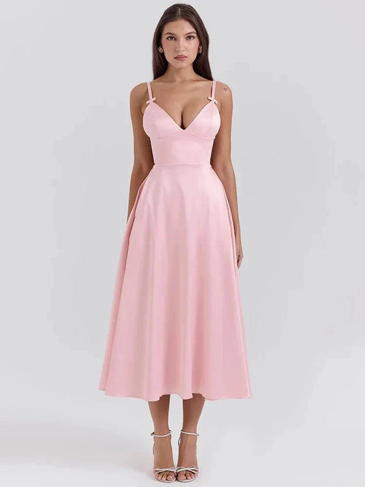 Tiffany™ | Luxe Satin Dress with Spaghetti Straps