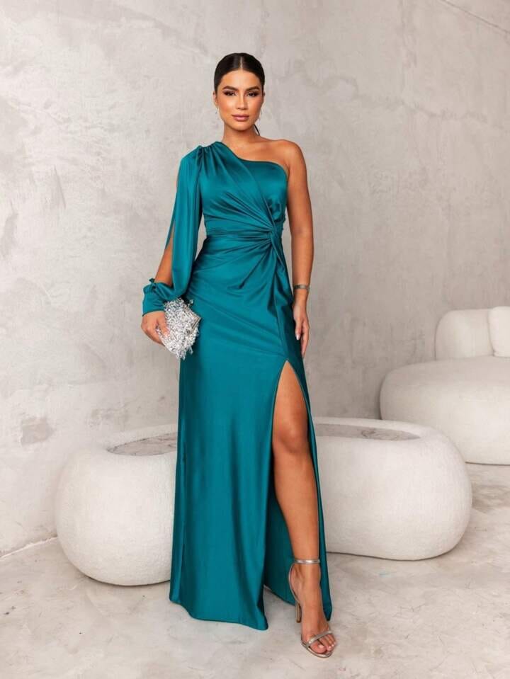 Victoria™ | Elegant Silk Dress with Split